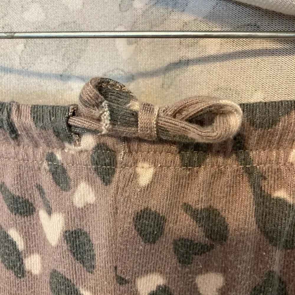 Como Sleep Brown Leopard Print Sweater Pants Two Piece Pajama Loungewear Medium
